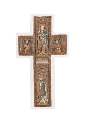 Fragment of a chasuble orphrey, - Oriental Carpets, Textiles and Tapestries