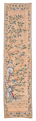 Chinesische Seidenstickerei,  ca. 264 x 62 cm, - Orientteppiche, Textilien und Tapisserien