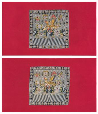Two Chinese Rank Badges, - Tappeti orientali, tessuti, arazzi