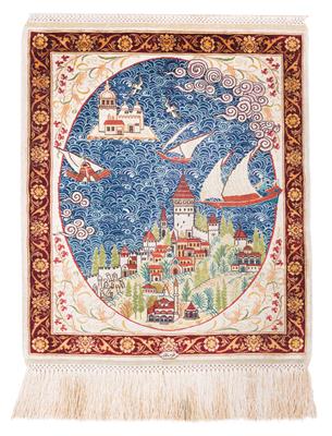 Hereke 18 x 18,  Türkei, ca. 35 x 29 cm, - Orientteppiche, Textilien und Tapisserien