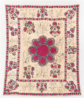 Suzani Tashkent, Uzbekistan, c. 229 x 186 cm, - Oriental Carpets, Textiles and Tapestries