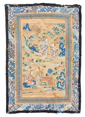 Seidenstickerei, China, ca. 49 x 34 cm, - Orientteppiche, Textilien und Tapisserien