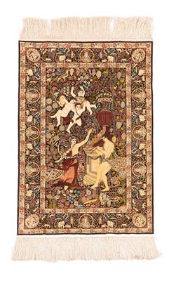 Seidenteppich, China, ca. 93 x 63 cm, - Orientteppiche, Textilien und Tapisserien
