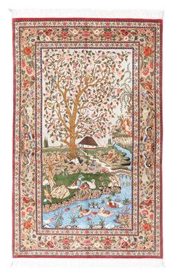 Ghom extra fein, Iran, ca. 213 x 136 cm, - Orientteppiche, Textilen und Tapisserien