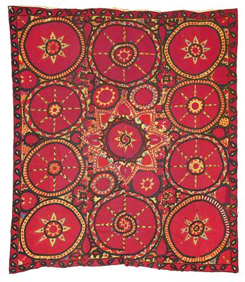 Pskent Suzani, Uzbekistan, c. 255 x 220 cm, - Tappeti orientali, tessuti, arazzi