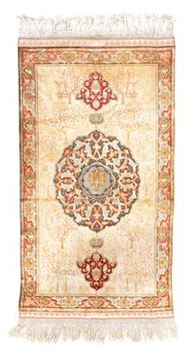 Pure Silk Carpet, Northern Bohemia, c. 106 x 59 cm, - Oriental Carpets, Textiles and Tapestries