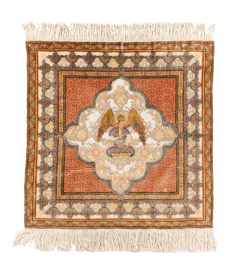 Pure Silk Carpet, Northern Bohemia, c. 52 x 52 cm, - Orientální koberce, textilie a tapiserie
