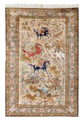 Ghom Silk, Iran, c. 210 x 142 cm, - Oriental Carpets, Textiles and Tapestries