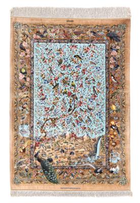 Ghom Seide extra fein, Iran, ca. 200 x 150 cm, - Orientteppiche, Textilien & Tapisserien