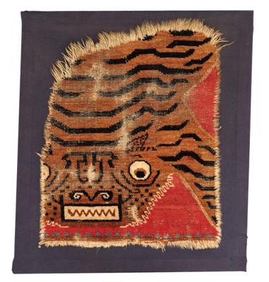 Tiger Fragment, Tibetan, c. 70 x 57 cm, - Orientální koberce, textilie a tapiserie