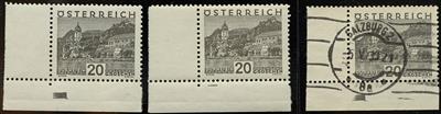 **/gestempelt - Österr. Nr. 503 (20 Gr. Gr. Landschaft) - 4 Exemplare vom linken unteren Eckrand, - Briefmarken