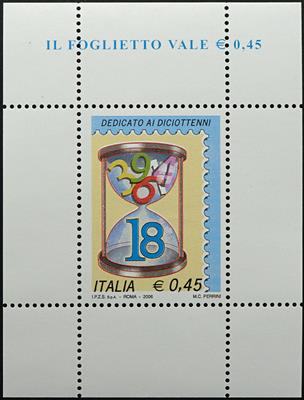 ** - Italien Block A 36/B 36 = Grußmarken zum Erreichen der Volljährigkeit "Dedicato ai diciottteni", - Francobolli