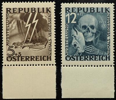 ** - Österr. Nr. VI/VII (BLITZ/TOTENKOPF) vom Bogenunterrand, - Briefmarken