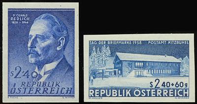 ** - Österreich Nr. 1056 U (Redlich) und 1058 U (Tag der Briefmarke 1958), - Stamps