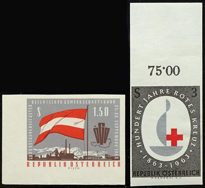 ** - Österreich Nr. 1132 U (ÖGB) und Nr. 1135 U (Rotes Kreuz), - Známky