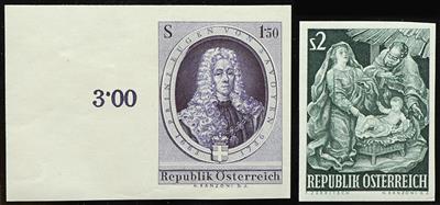 ** - Österreich Nr. 1134 U (Prinz Eugen) und Nr. 1143 U (Weihnacht), - Briefmarken