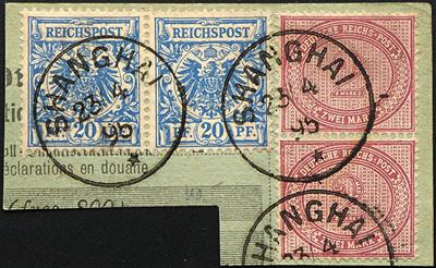 Briefstück - D. Post in China: kleine Partie Vorläufer auf Briefstücken, - Stamps