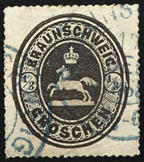 gestempelt - Braunschweig Nr. 17 (1/3 Gr. schwarz), - Stamps