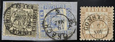 gestempelt/Briefstück - Partie Baden ca. 1862/ 1868, - Briefmarken