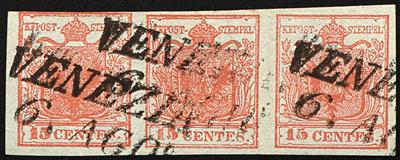 gestempelt - Lombardei-Venetien Nr. 3 H I + IIa + IIa / Platten 2, - Stamps