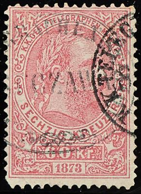 gestempelt - Österr. Telegraphenmarke Nr. 7 (60 Kreuzer karmin) (LZ 10 1/2) mit Stempel K. K. TELGRAPHENSTATION SUCZAWA, - Stamps
