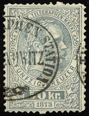 gestempelt - Österr. Telgraphenmarke Nr. 6 (50 Kreuzer grau), - Stamps