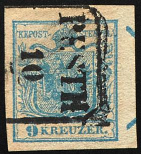 gestempelt - Österreich Nr.5 H I (10) u.a. eine P 150 mit rechts Andreaskreuzansatz, - Známky