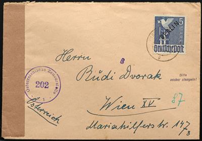Poststück - Berlin Nr. 20 (5 Mark) auf Sammlerkuvert nach Wien, - Známky