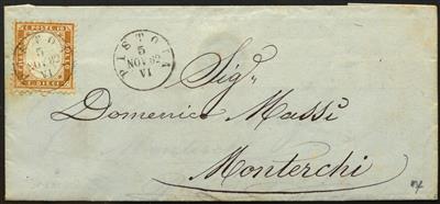 Poststück - Italien Nr. 9 auf Faltbrief vom 5. 11. 1862 von Pistoia nach Monterchi, - Známky