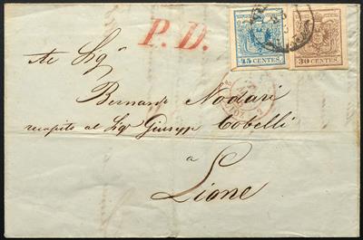 Poststück - Lombardei-Venetien Nr. 4 M + 5 M, - Stamps