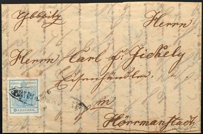 Poststück - Österr. Frühverwendung 1850: Nr. 5 H I (P 97) breitrandig, - Známky