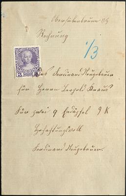 Poststück - Österr. Nr. 140 (runde Ecke rechts oben) als Stempelmarke verwendet auf Rechnung von OBERSIEBENBRUNN, - Briefmarken