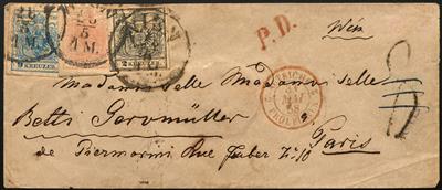Poststück - Österr. Nr. 2 M III + 3 M - Briefmarken