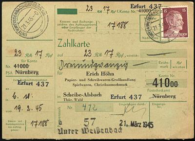 Poststück - Ostmark 1945 Oberösterreich: 21 frankierte Zahlkarten vom Februar bis April 1945, - Francobolli