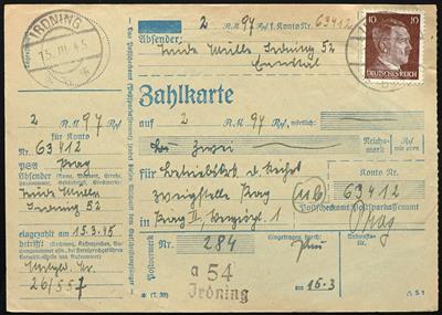 Poststück - Ostmark 1945 Steiermark: 27 frankierte Zahlkarten vom Februar bis April 1945, - Francobolli