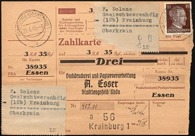 Poststück - Ostmark 1945 Südkärnten und Oberkrain: 9 frankierte Zahlkarten vom März bis Mai 1945, - Francobolli