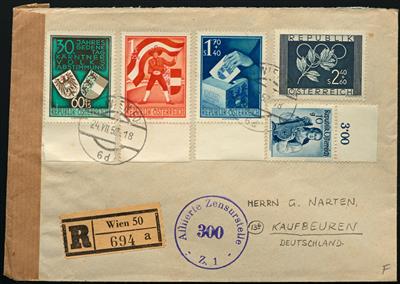 Poststück - Partie zensur. RecoAuslandsbriefe Österr. 1946/1952, - Známky