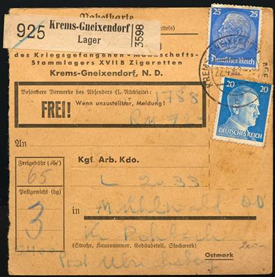 Poststück - Ungewöhnl. Angebot Kriegsgefangenenlager XVII B Krems - Gneixendorf, - Briefmarken