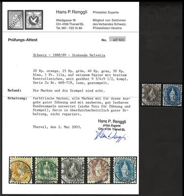 gestempelt - Schweiz 1882 alle Rp Werte in Zhng. 9 3/4:9 1/4 mit Atesst Renggli, - Stamps
