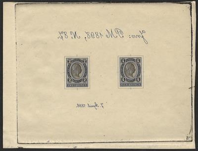 (*) - Österr. 1898 Erstabzüge der werte 2 u. 4 Kronen in Schwarz auf Karton, - Francobolli