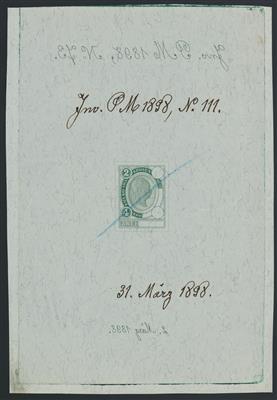 (*) - Österr. 1898 Phasendruck auf ungummiertem Faserpapier in Farbe grün (2 K/4 Kronen), - Francobolli