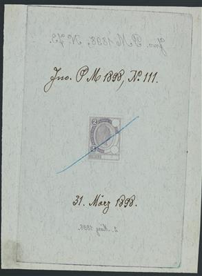 (*) - Österr. 1898 Phasendruck auf ungummiertem Faserpapier in Farbe lila (2K/4 Kronen), - Briefmarken