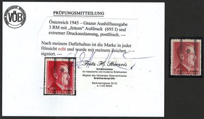 ** - Österr. Nr. 695I mit außergewöhnlicher Druckauslassung, - Známky