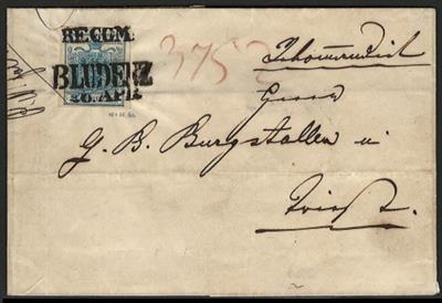 Ö Ausgabe 1850 Poststück - 1857 "BLUDENZ/26. APR."+ "RECOM"auf - Stamps