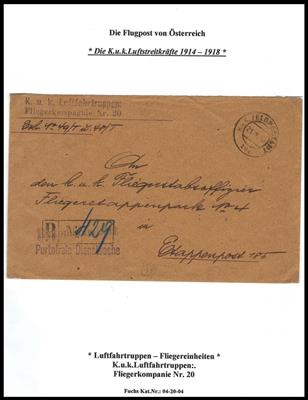 Poststück - Österr. 1914 - 1918 K. u. K Luftstreitkräfte I. WK. Luftfahrtruppen - Fliegereinheiten - 16 div. Postbelege, - Briefmarken