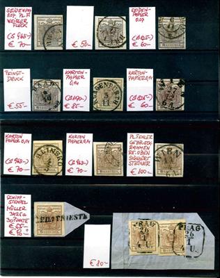 Österr Ausgabe 1850 Briefstück/gestempelt - 3 Kreuzer rot und 6 Kreuzer braun, - Francobolli