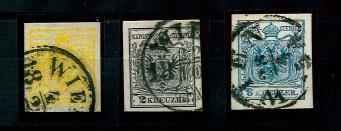 Österreich Ausg 1850 gestempelt - 1 Kr. kadmiumgelb T. III Hp, - Briefmarken