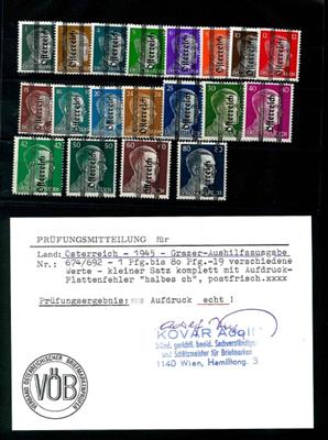 ** - Österr. 1945 - kl. Grazer(1 Pfg. /80 Pfg.), - Briefmarken und Ansichtskarten