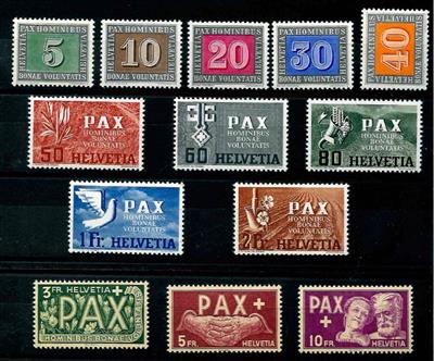 ** - Schweiz Nr. 447/59 (PAX-Serie), - Briefmarken und Ansichtskarten