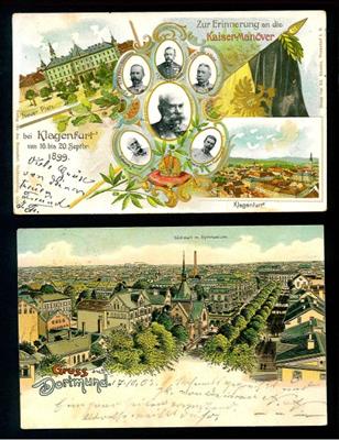 Ansichtskarten 1899/1903 "Kaisermanöver bei Klagenfurt 1899", - Známky